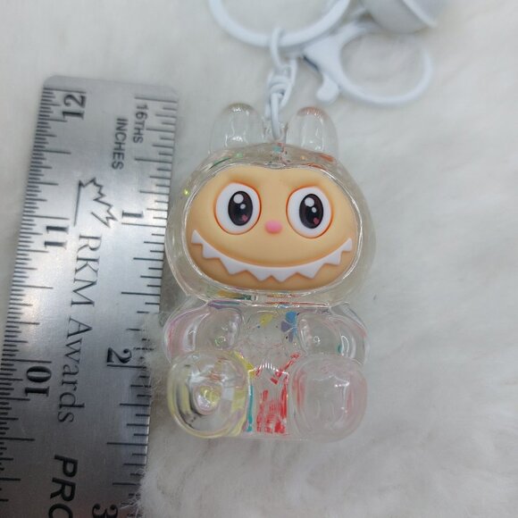 2/$19 Labubu Flowing Sand Exquisite white keychain with bell - Picture 4 of 9